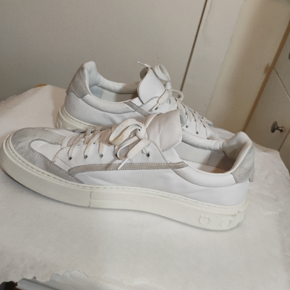 Ferragamo Noris Leather Suede Gancio Sneakers Size 11M - Picture 16 of 16